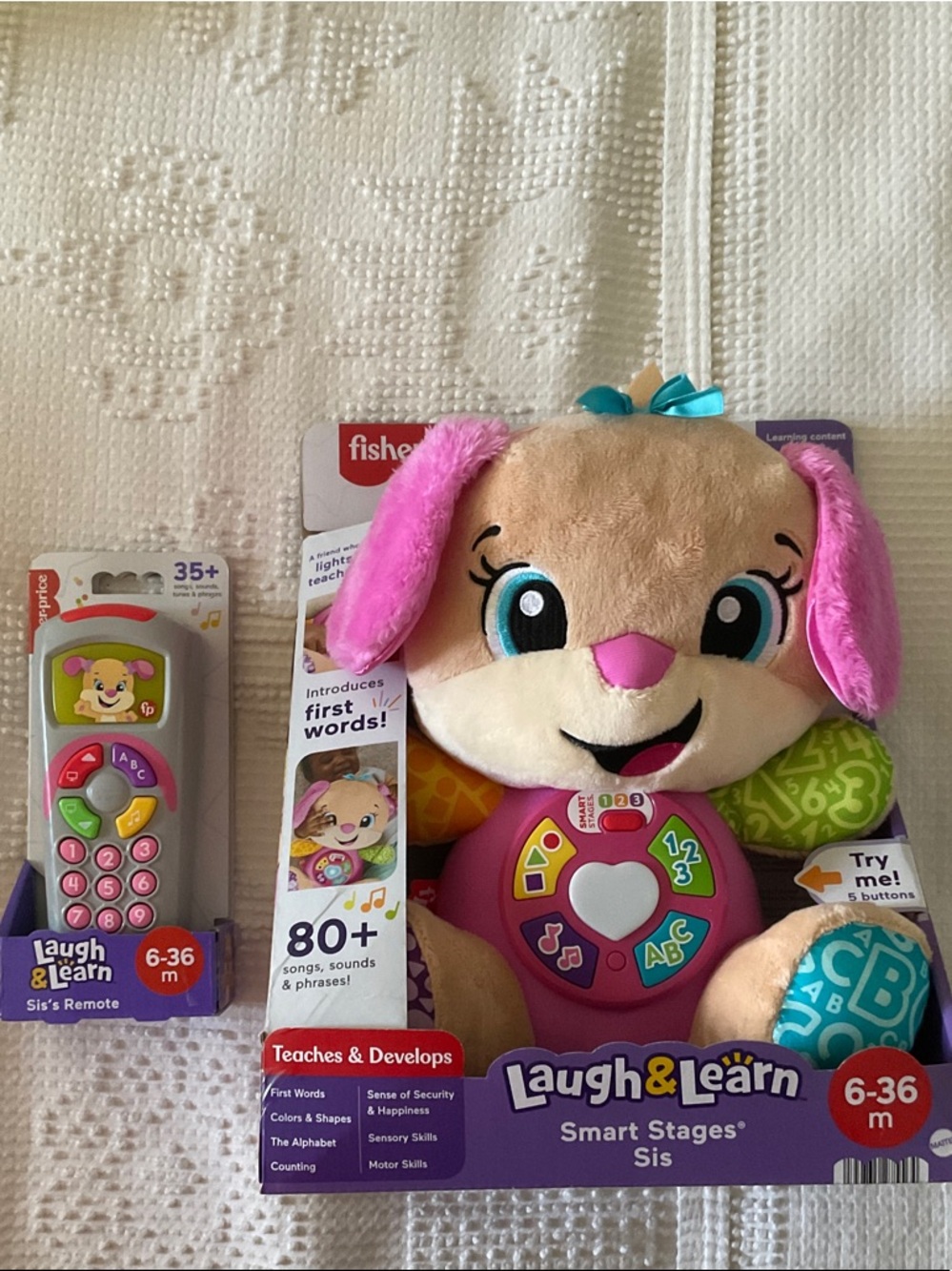 Fisher-Price Laugh & Learn Smart Stages Sis Plush Puppy - Pink, Tan & Teal